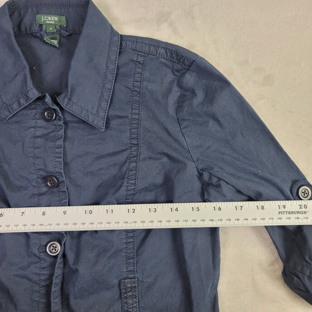 J. Crew Navy Lightweight Stretchy Buttoned Women's Shacket | Size 2 - Picture 5 of 6